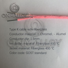 GOST Standard Type K Thermocouple Cable 1.5mm Fiberglass Insulation